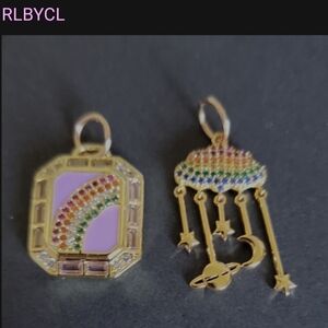 Gold and Multicolor Pendant Set